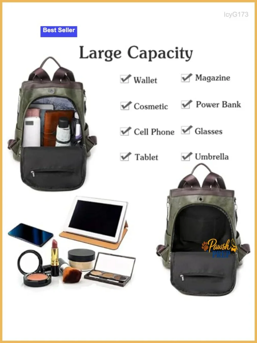Women's Anti-Theft Backpack with Earphone Hole Water-Repellent PU Leather